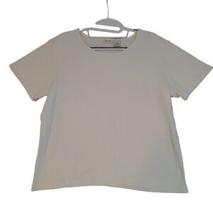 Cherokee Womens T-Shirt Cream Size Large Cotton Blend Short Sleeve Pullover